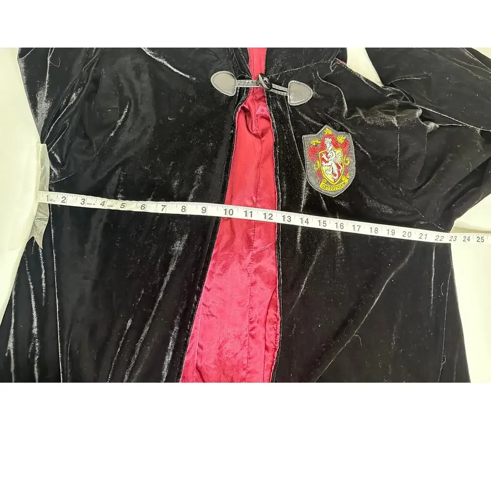 Harry Potter Gryffindor Hooded Robe Costume Costume Velvet Satin Black Red OneSz